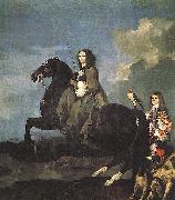 Sebastien Bourdon Queen Christina of Sweden on Horseback France oil painting artist
